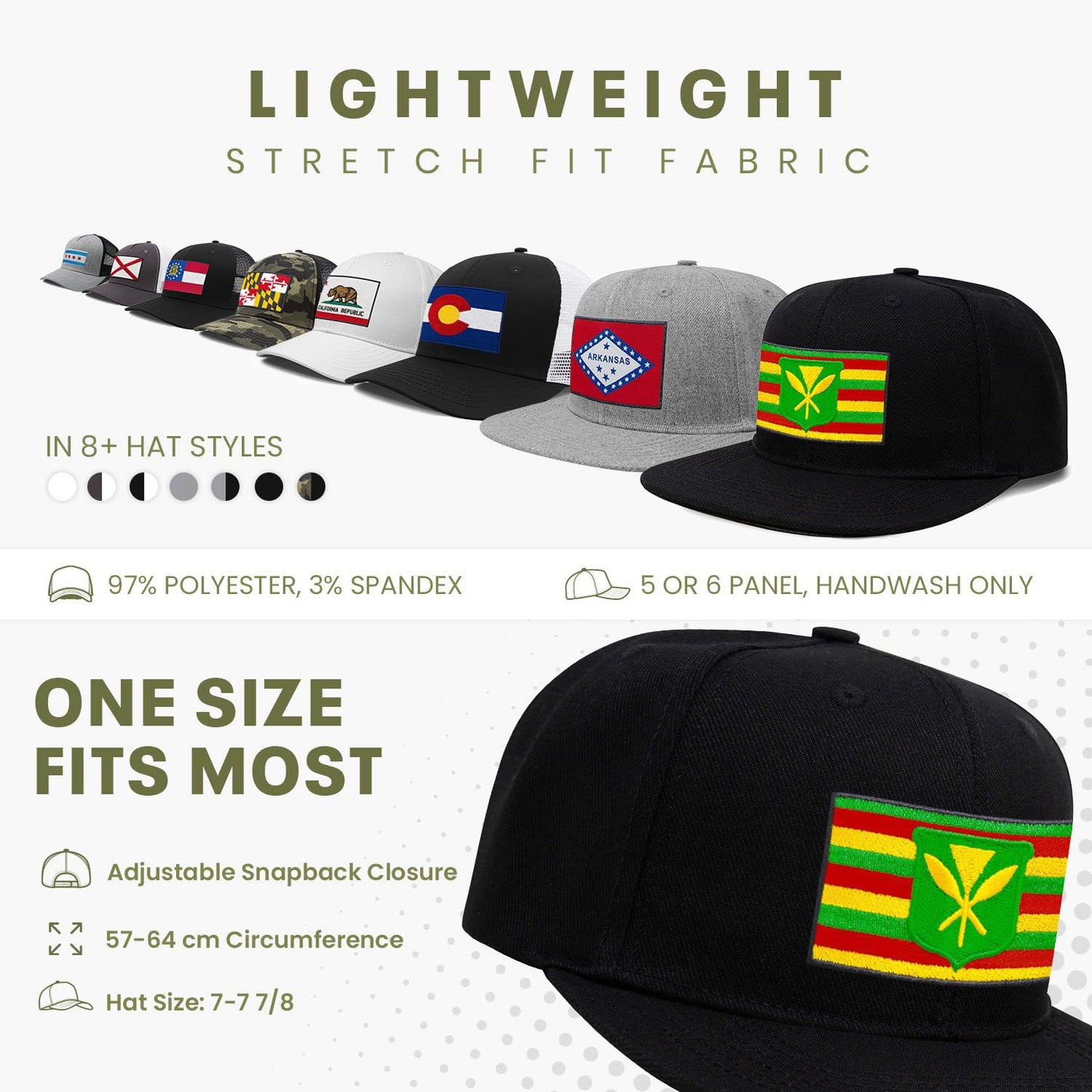 International Tie Kanaka Maoli Hat for Men and Women - Snapback Trucker Baseball Cap (Black Flatbill)