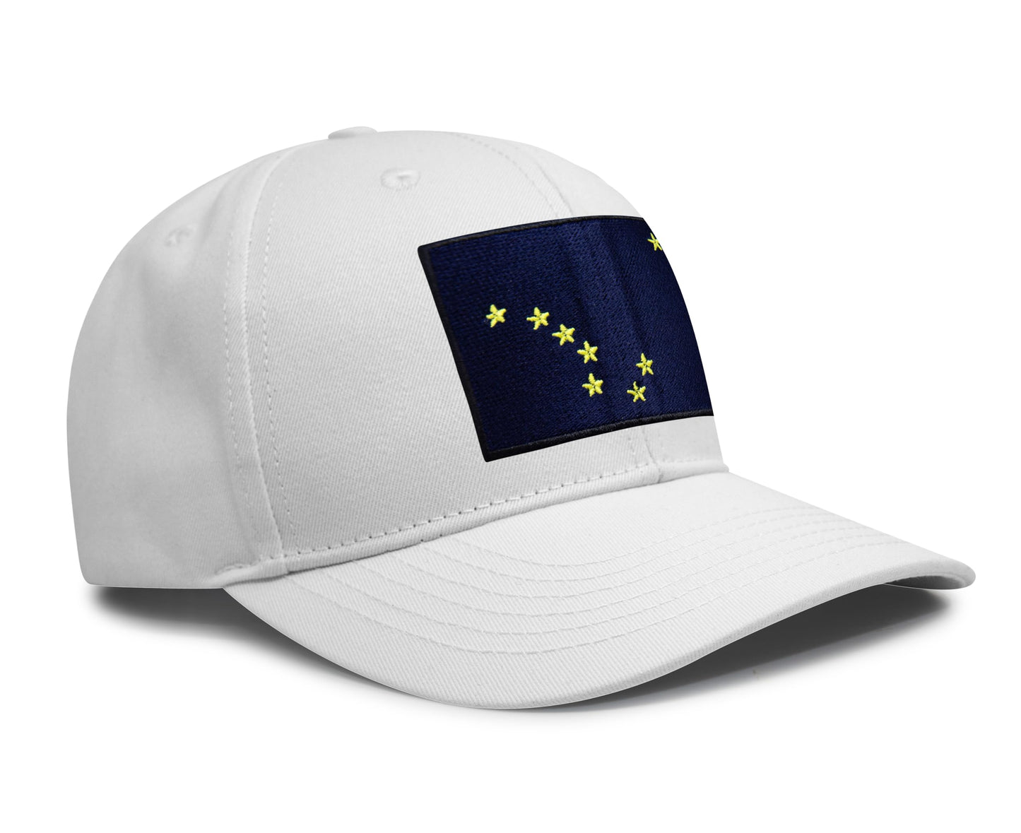International Tie Premium Alaska Flag Hat for Men and Women - Snapback Trucker Baseball Cap (All White)
