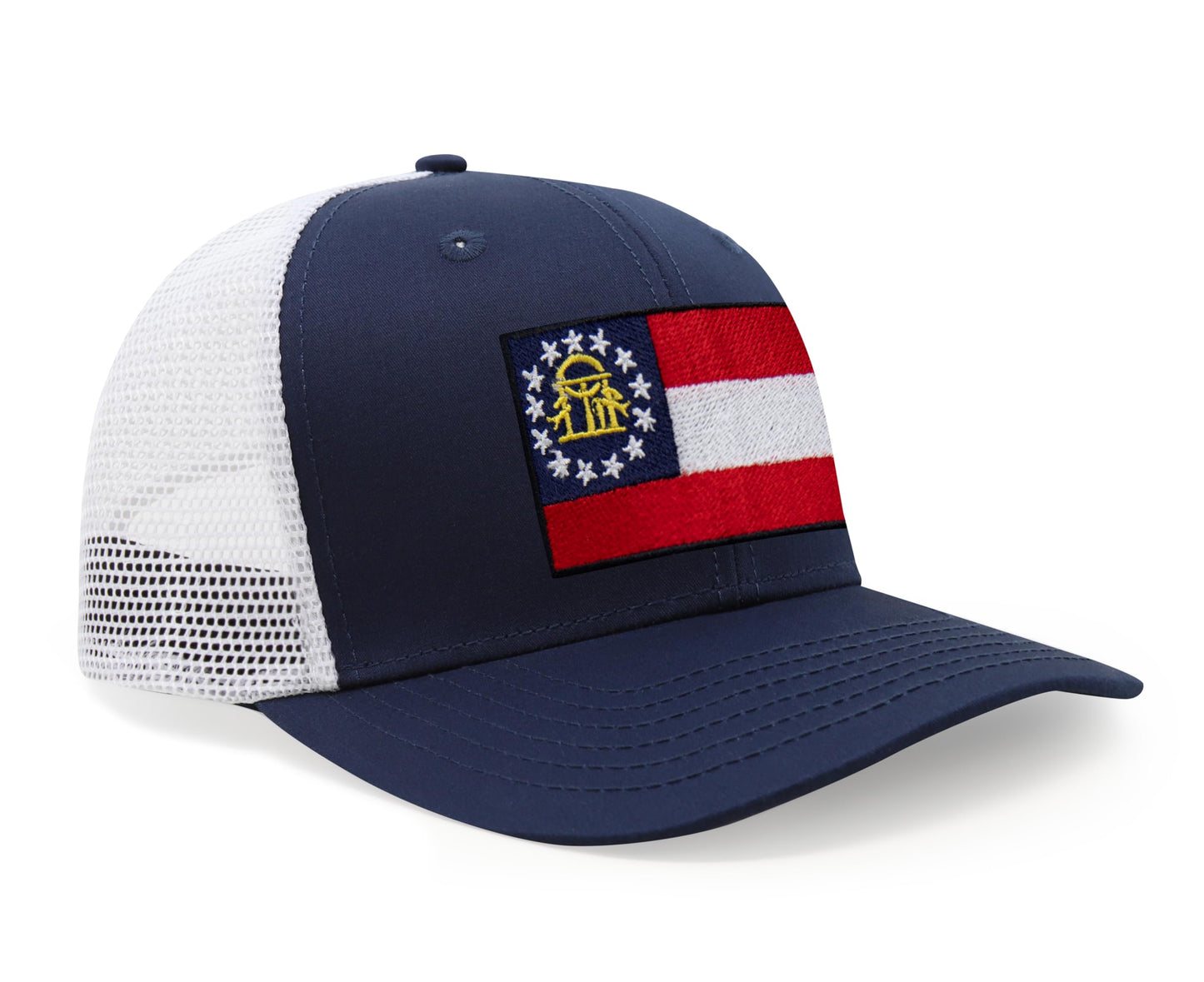 Georgia Flag Hat for Men and Women – Snapback Trucker Baseball Cap by International Tie (Navy White)