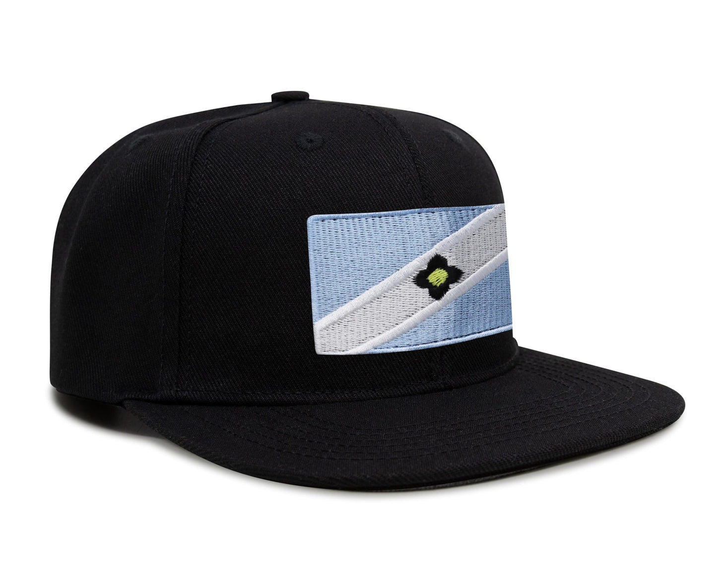 International Tie Madison Flag Trucker Hat for Men and Women - Snapback Baseball Cap (Black Flatbill)