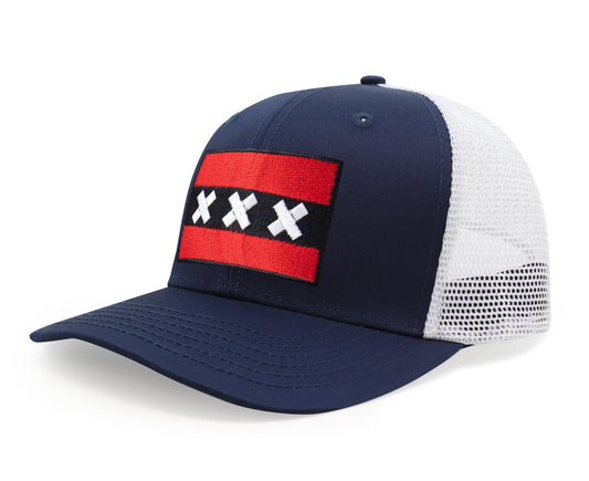 Amsterdam Flag Hat for Men and Women – Adjustable Snapback Baseball Cap by International Tie (Navy White) - International Tie