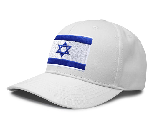 International Tie Premium Israel Flag Hat for Men and Women - Snapback Trucker Baseball Cap (All White) - International Tie
