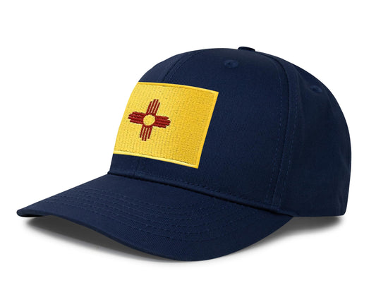 International Tie State Hat for Men and Women, Adjustable Snapback Trucker Baseball Cap with Embroidered Patch (New Mexico, All Navy) - International Tie