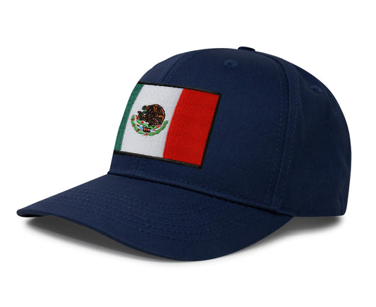 International Tie Country Hat for Men and Women, Adjustable Snapback Trucker Baseball Cap with Embroidered Patch (Mexico, All Navy) - International Tie