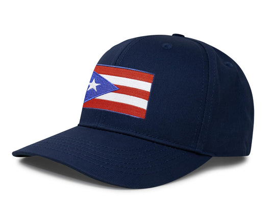 International Tie Puerto Rico Flag Trucker Hat - Snapback Baseball Cap (All Navy)