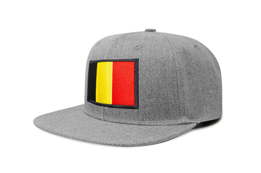 International Tie Country Hat for Men and Women, Adjustable Snapback Trucker Baseball Cap with Embroidered Patch (Belgium, Grey Flatbill) - International Tie