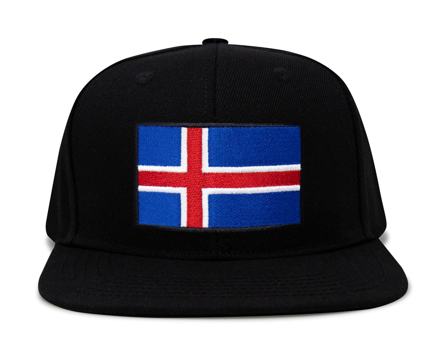 International Tie Iceland Flag Hat for Men and Women - Adjustable Snapback Trucker Baseball Cap (Black Flatbill)