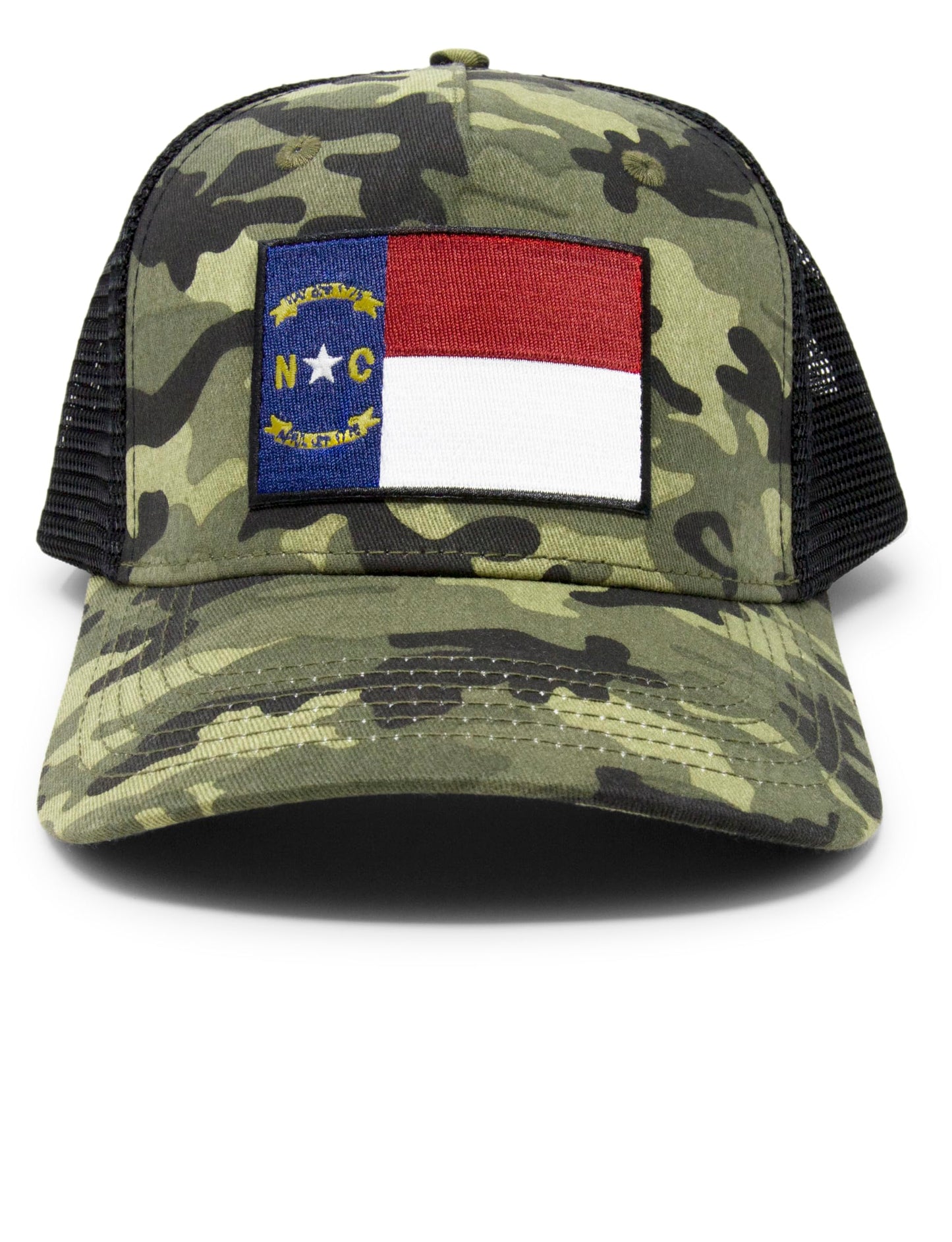 International Tie Premium Flag Themed North Carolina Hat for Men and Women – Adjustable One Size Snapback Cap - Embroidered Patch - Mesh Back (Camouflage)