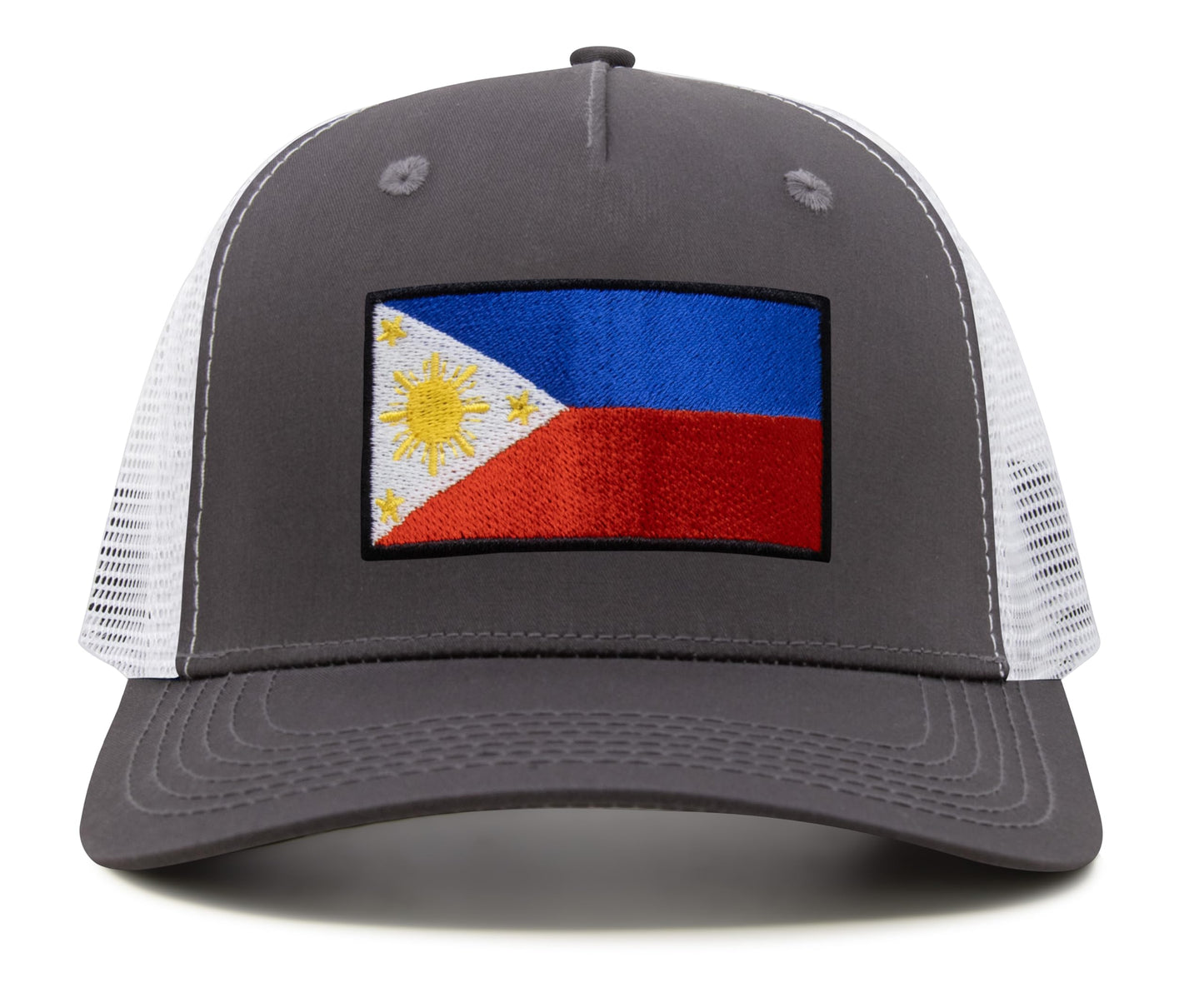 International Tie Philippines Hat for Men and Women - Snapback Trucker Baseball Cap (Grey/White)