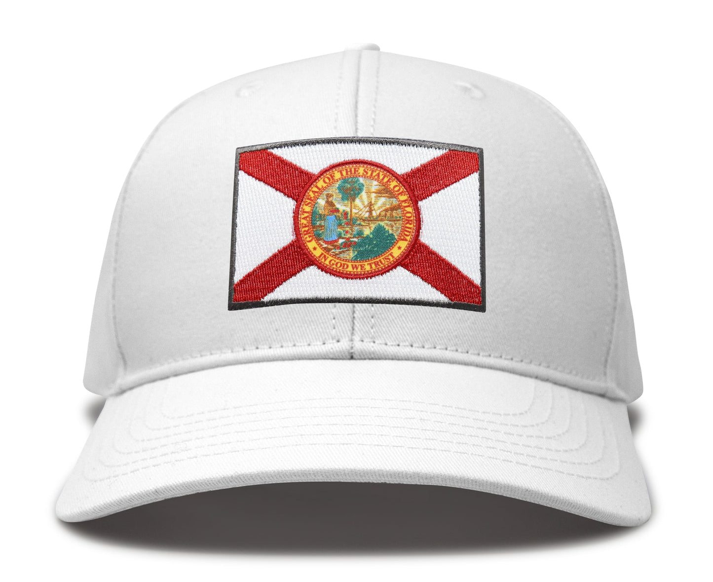International Tie Florida Flag Hat for Men and Women – Snapback Trucker Baseball Cap (All White)
