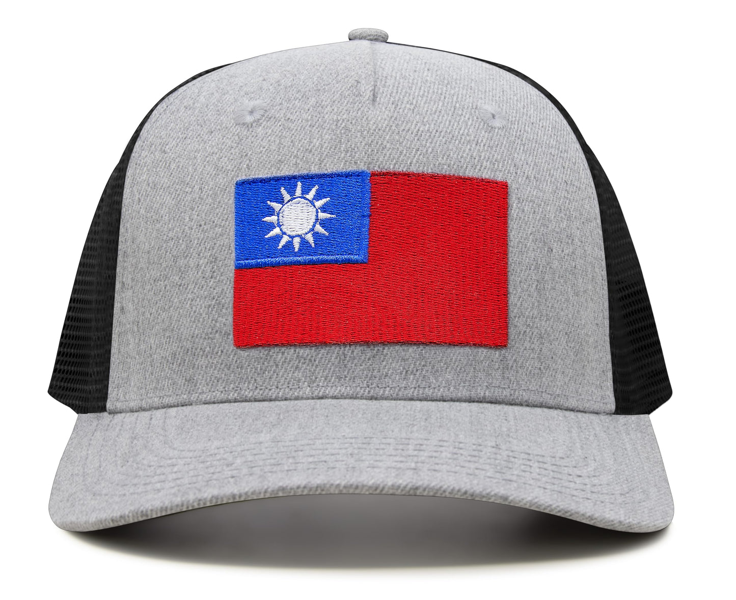 Premium Taiwan Flag Trucker Hat for Men and Women - Snapback Baseball Cap (Grey/Black) - International Tie