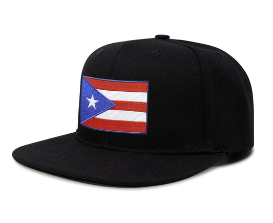 International Tie Puerto Rico Hat for Men and Women - Snapback Trucker Baseball Cap (Black Flatbill)