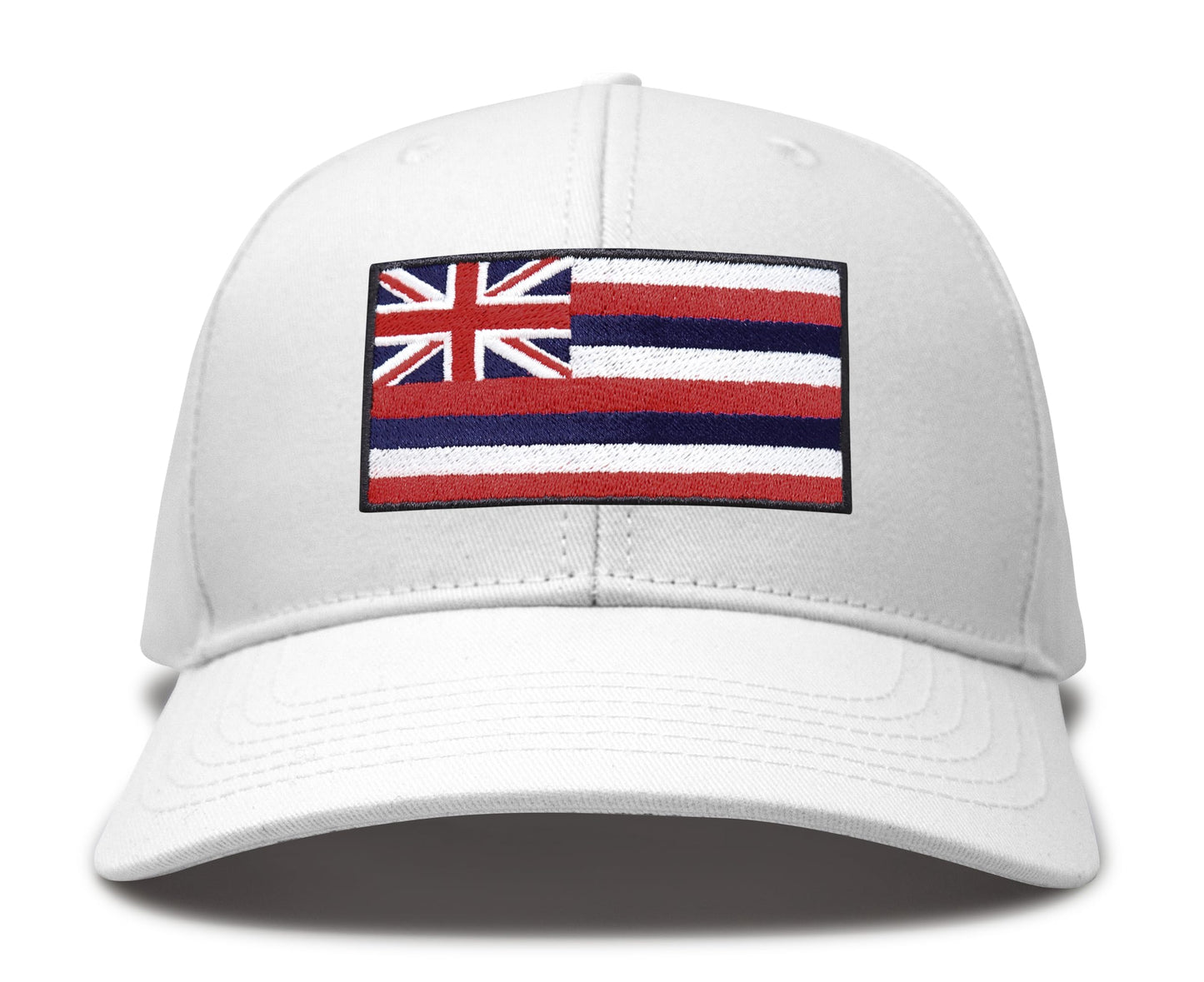International Tie Hawaiian Flag Trucker Hat for Men & Women - Adjustable Snapback Baseball Cap with Embroidered Patch (All White)