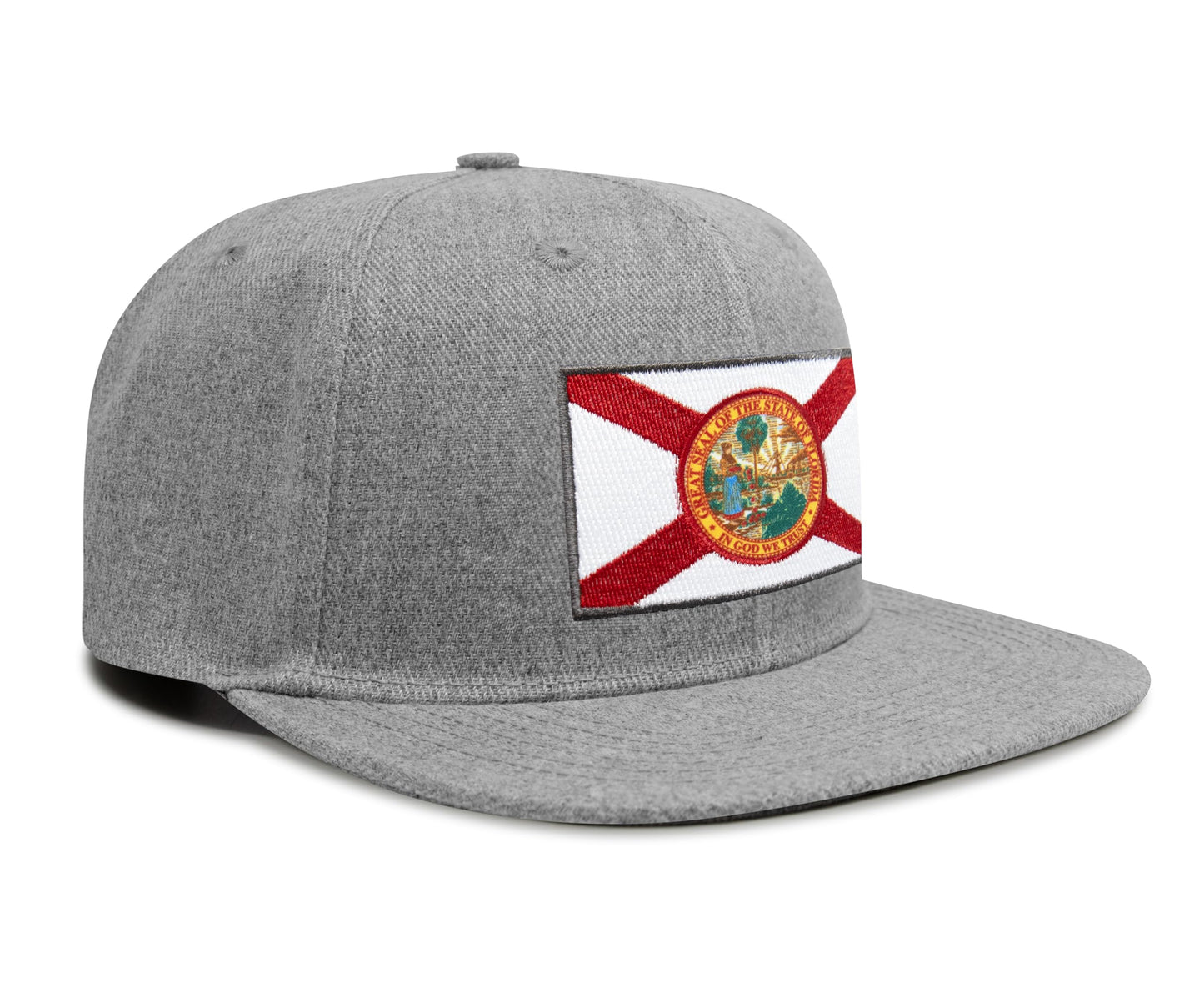 International Tie Florida Flag Hat for Men and Women - Snapback Trucker Baseball Cap (Grey Flatbill)