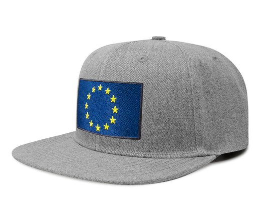 European Flag Hat for Men and Women - EU Trucker Snapback Baseball Cap by International Tie (Grey Flatbill) - International Tie