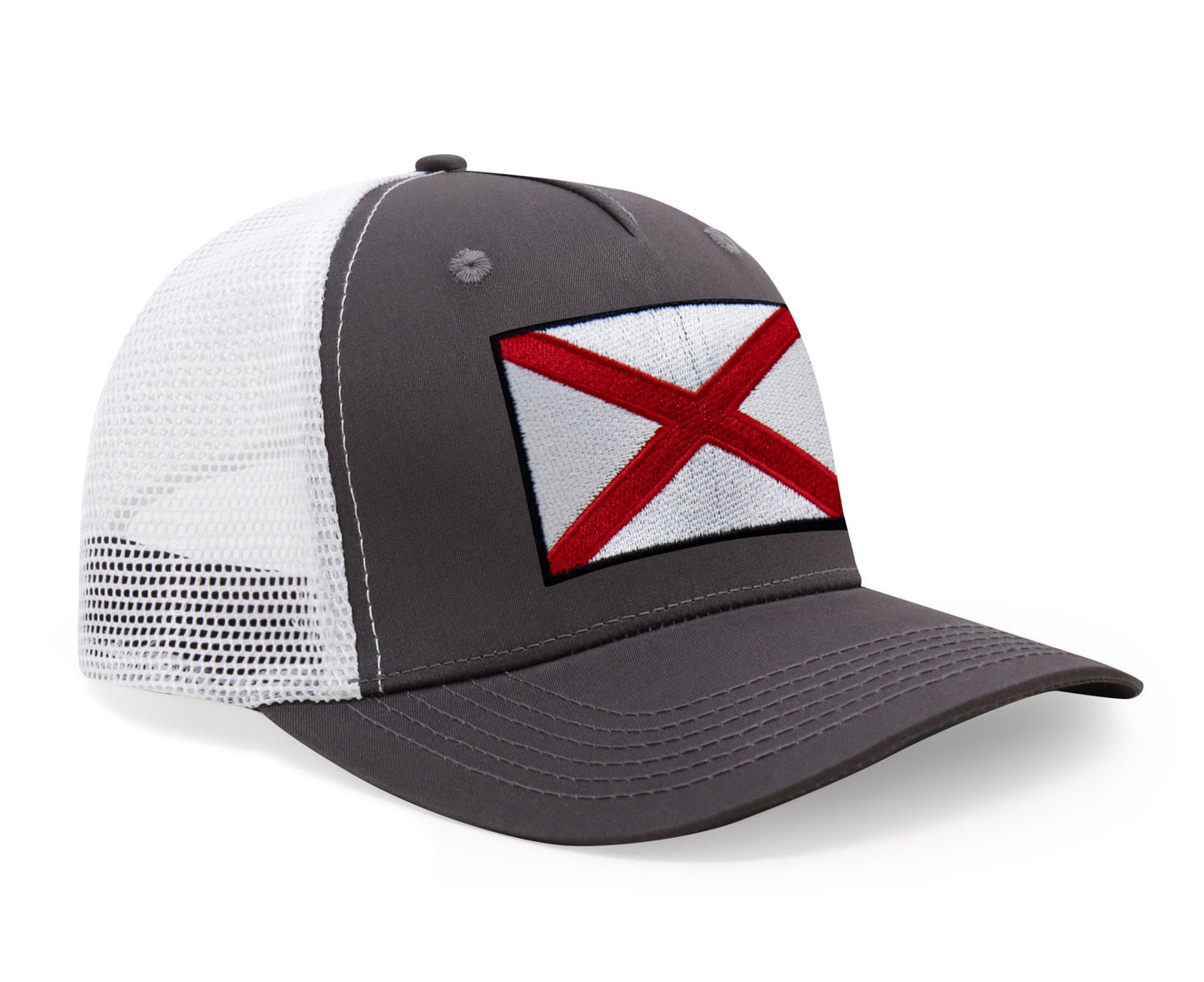 Alabama Flag Hat for Men and Women – Snapback Trucker Baseball Cap by International Tie (Grey White)