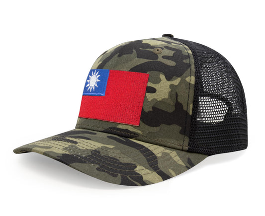 Premium Taiwan Flag Trucker Hat for Men and Women - Snapback Baseball Cap (Camouflage) - International Tie