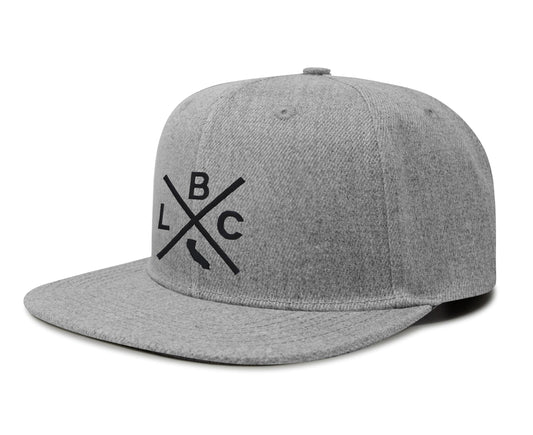 International Tie LBC (Long Beach California) - Hat for Men and Women - Snapback Trucker Baseball Cap (Grey Flatbill)