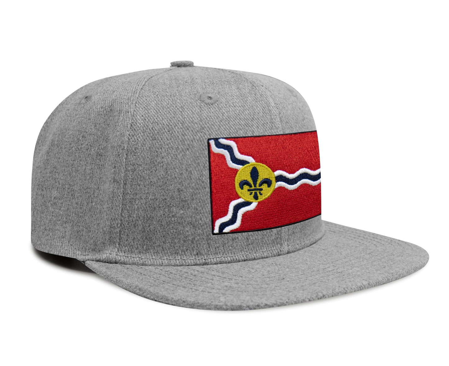 International Tie Premium St. Louis Flag Hat for Men and Women - Snapback Trucker Baseball Cap (Grey Flatbill)