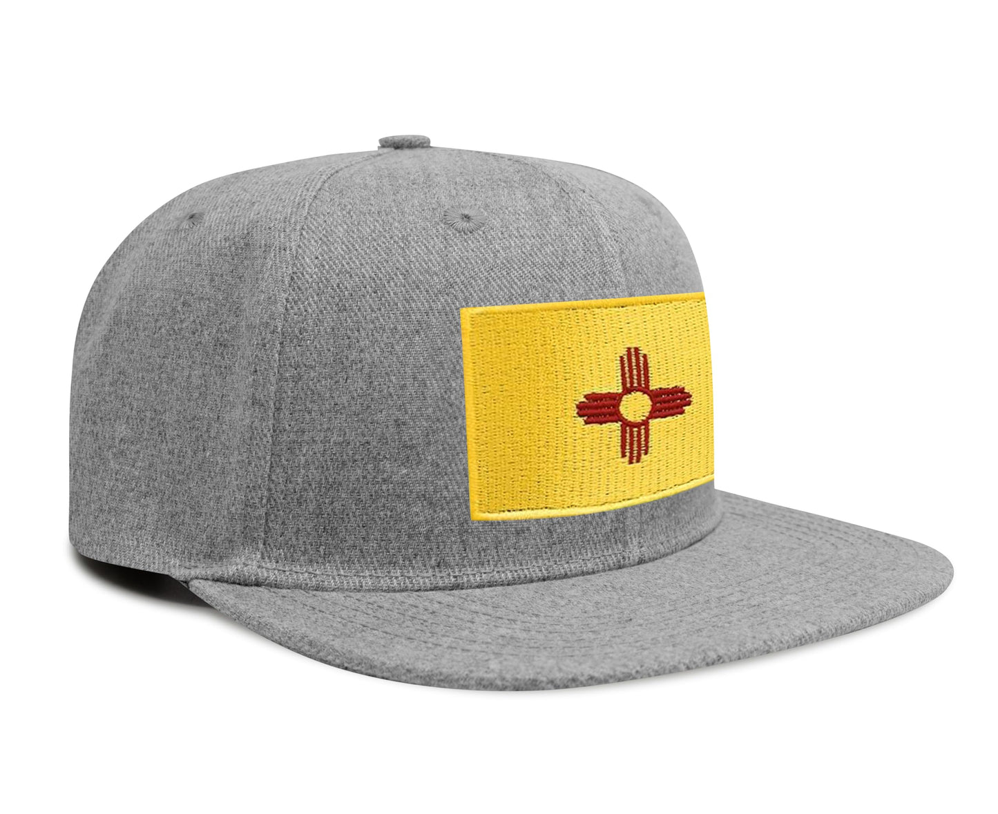 International Tie New Mexico Hat for Men and Women - Snapback Trucker Baseball Cap (Grey Flatbill)