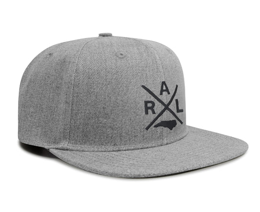 International Tie State City Hat for Men and Women, Snapback Trucker Baseball Cap with Embroidered Cross Logo (Raleigh - RAL, Grey Flatbill)