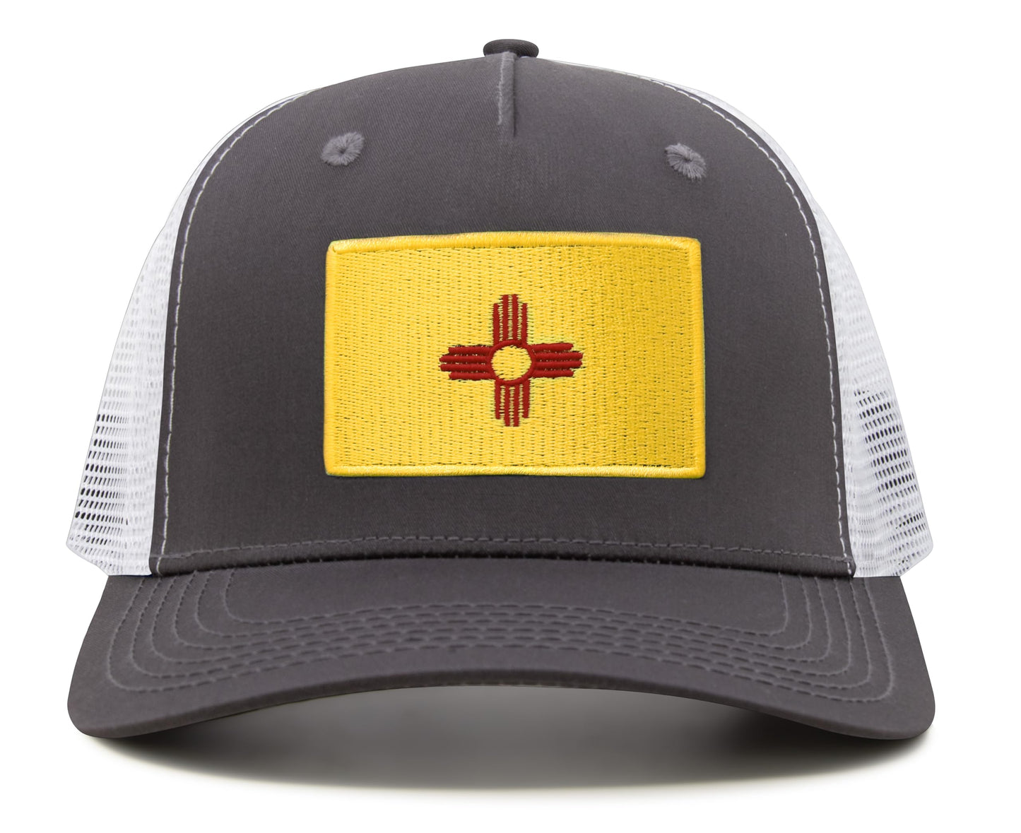 International Tie Premium New Mexico State Flag Hat for Men and Women - Snapback Trucker Baseball Cap (Grey White)
