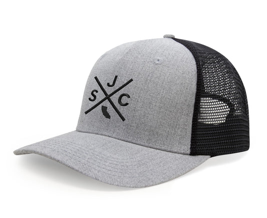 International Tie San Jose California SJC Hat for Men and Women - Snapback Trucker Baseball Cap (Grey/Black)
