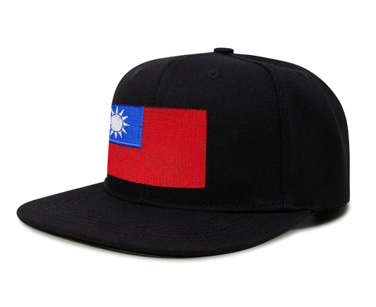 International Tie Taiwan Hat for Men and Women - Snapback Trucker Baseball Cap (Black Flatbill) - International Tie