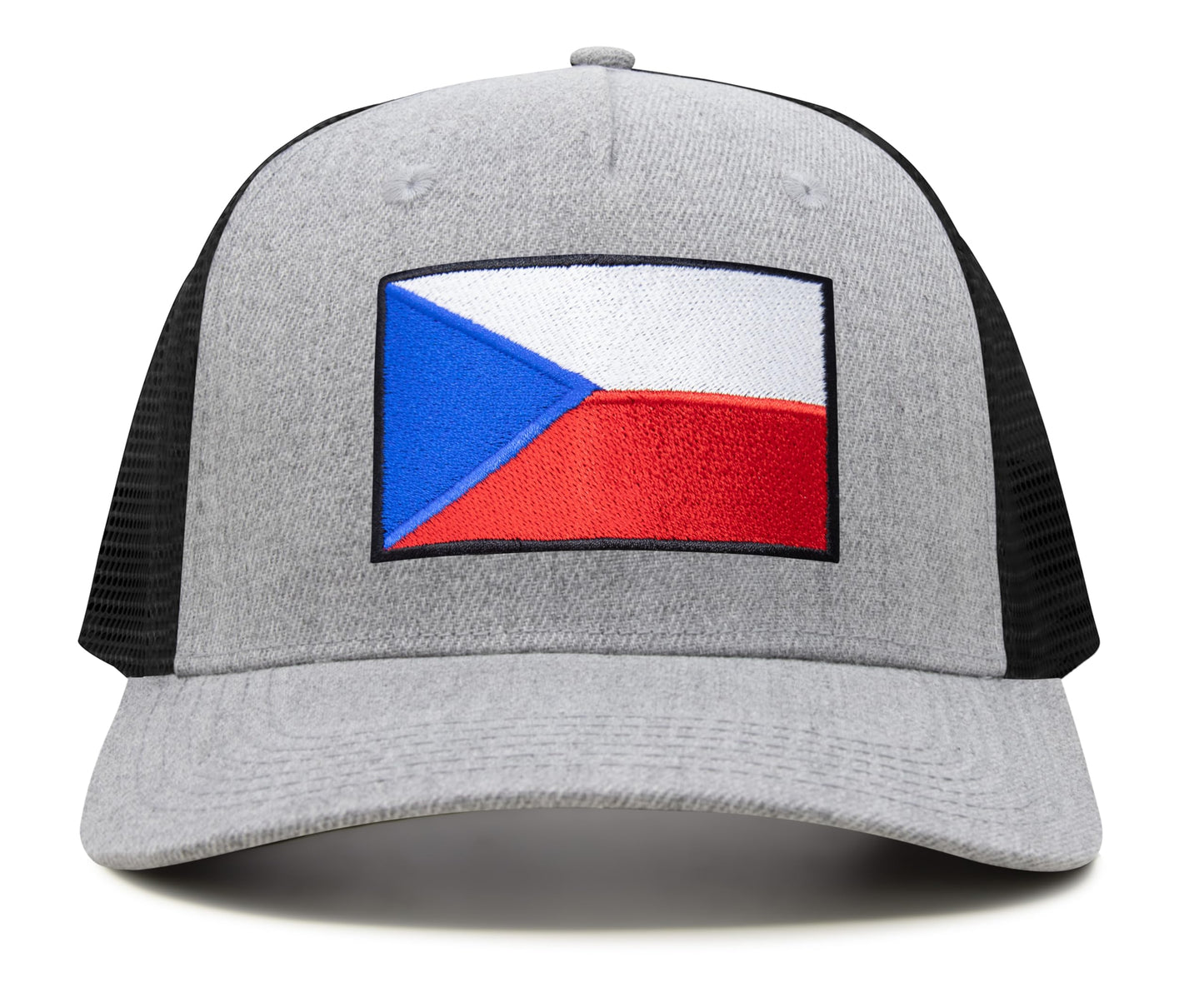 International Tie Premium Czech Republic Flag Hat for Men and Women - Snapback Trucker Baseball Cap (Grey Black)