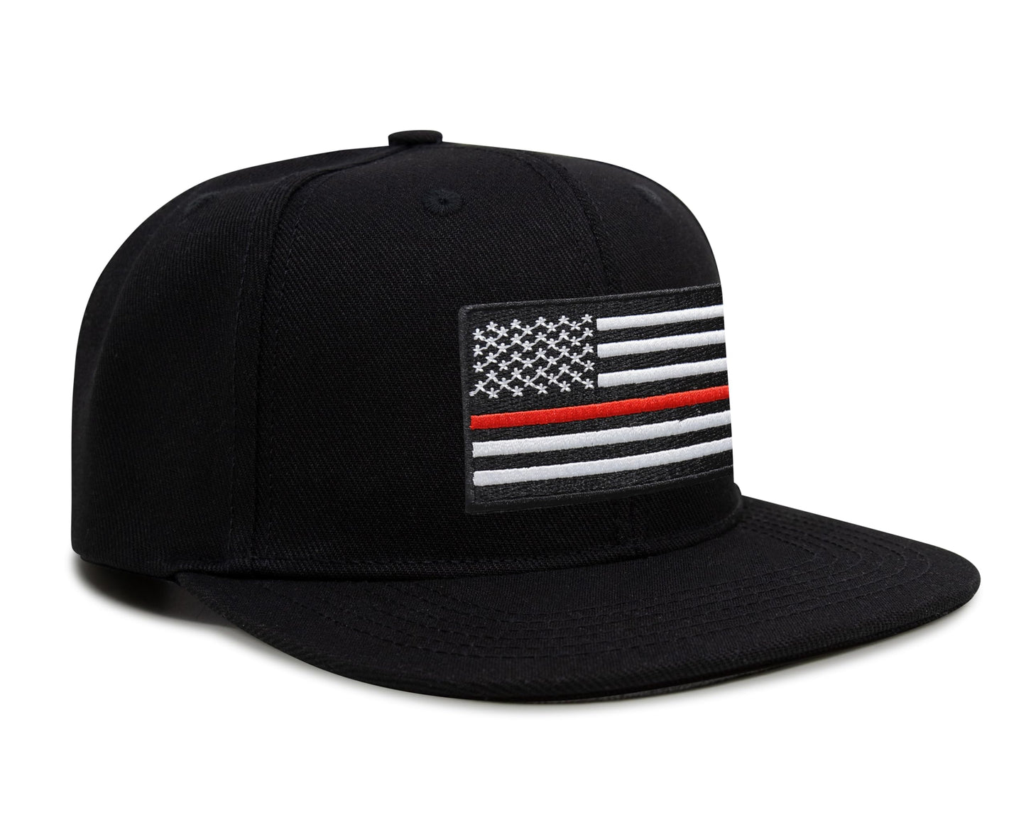 Thin Red Line Flag Trucker Hat for Men and Women – Snapback Baseball Cap by International Tie (Black Flatbill)