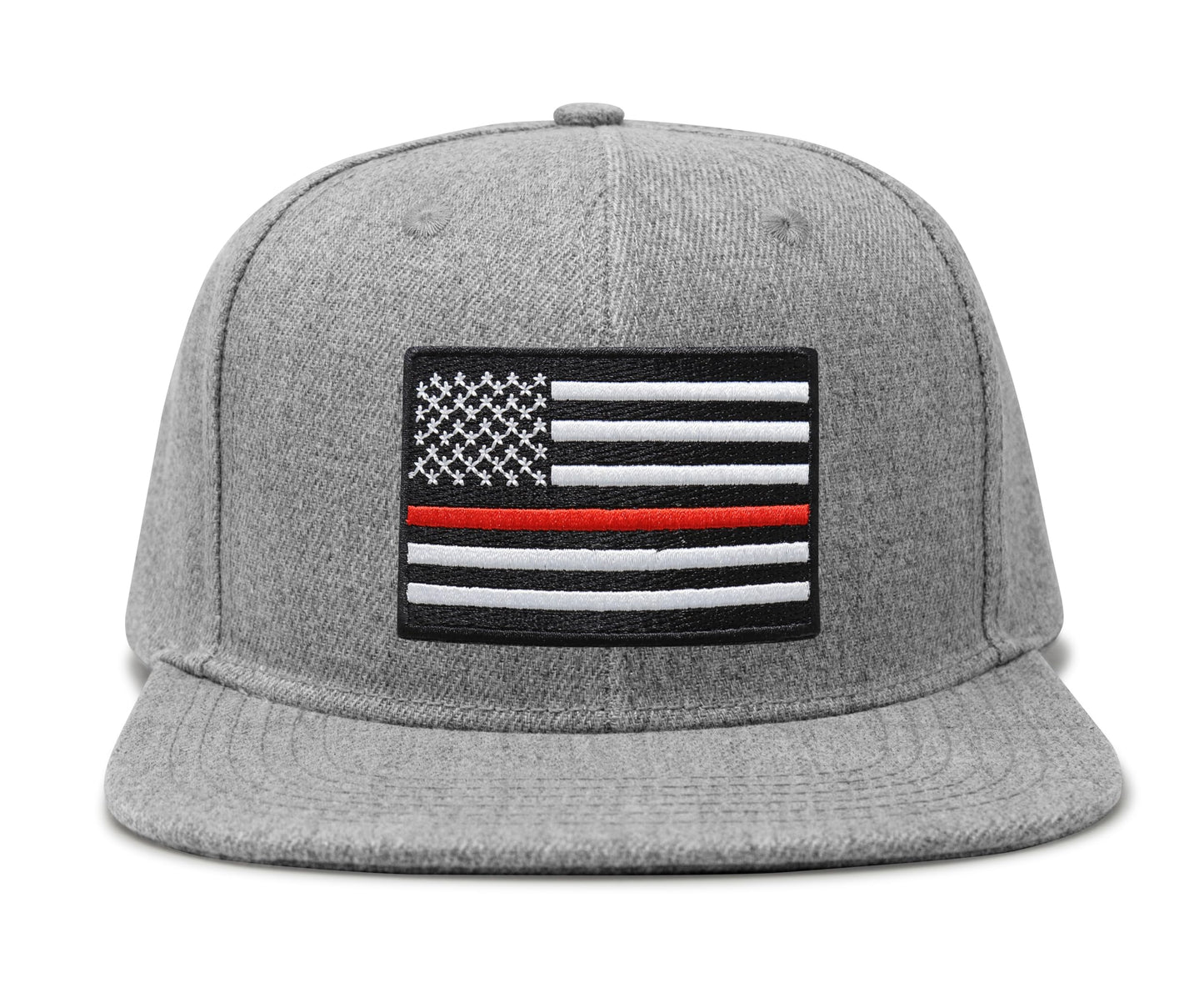 Thin Red Line Flag Trucker Hat for Men and Women – Snapback Baseball Cap by International Tie (Grey Flatbill)