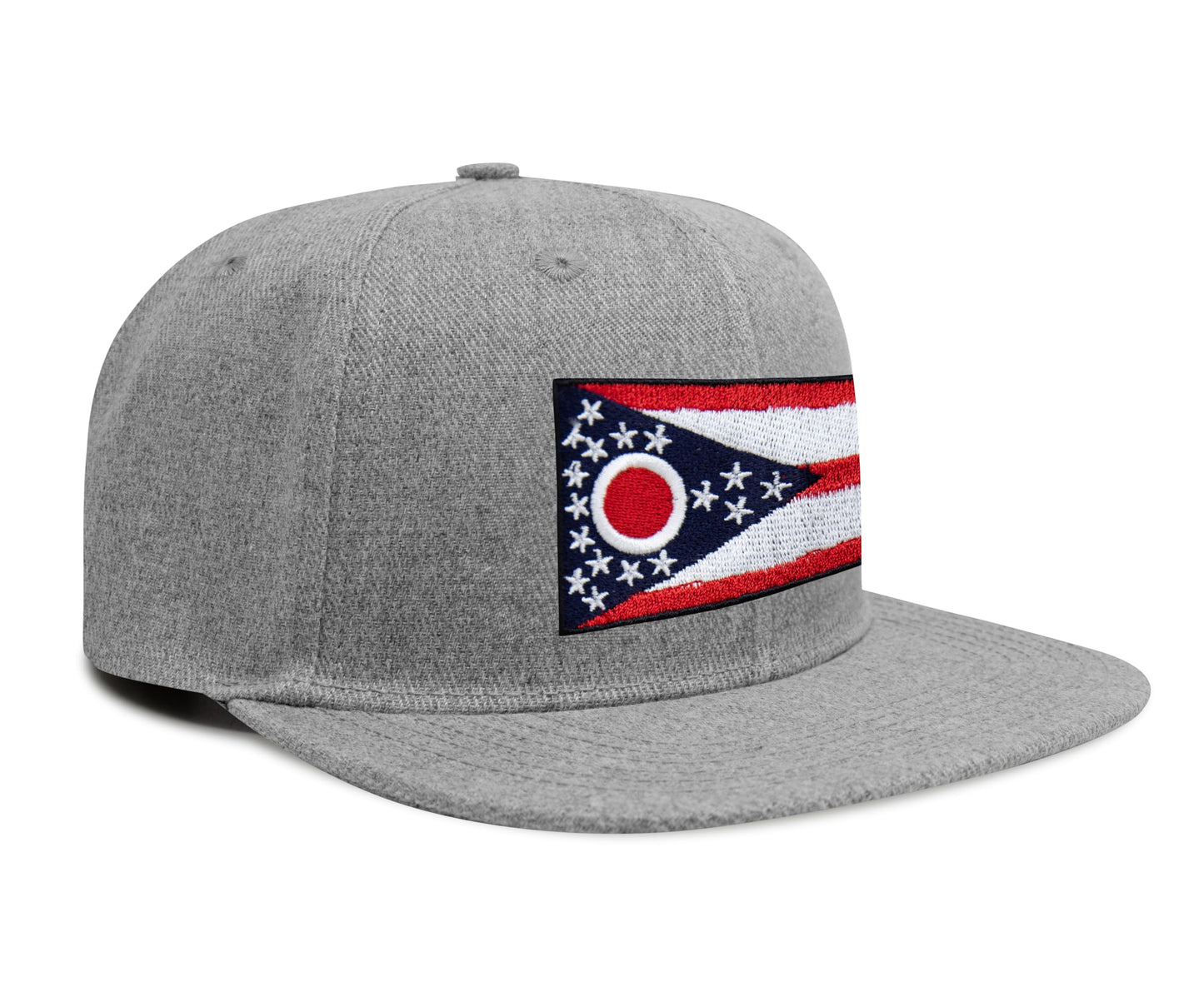International Tie Premium Ohio - Flag Patch Hat for Men and Women - Snapback Trucker Baseball Cap (Grey Flatbill)