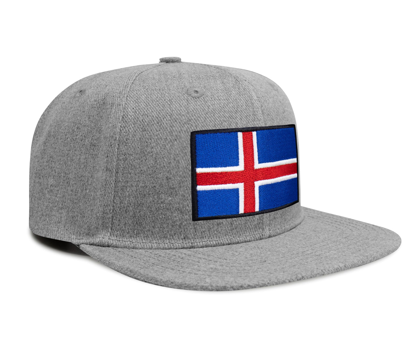 International Tie Premium Iceland - Flag Patch Hat for Men and Women - Snapback Trucker Baseball Cap (Grey Flatbill)