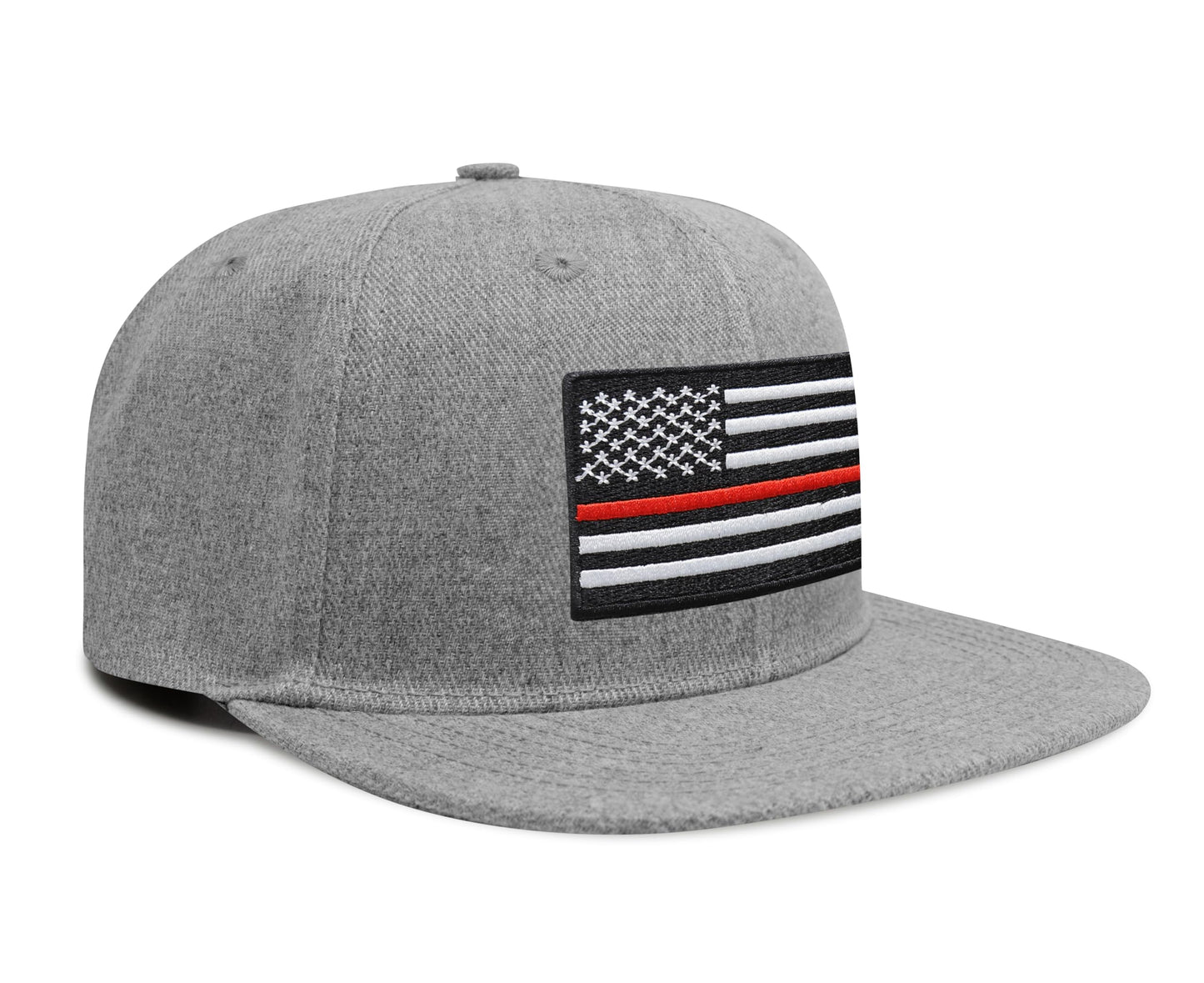 Thin Red Line Flag Trucker Hat for Men and Women – Snapback Baseball Cap by International Tie (Grey Flatbill)