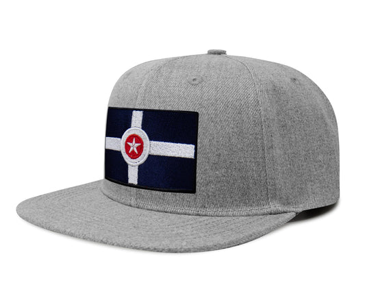 International Tie Indianapolis Flag Hat for Men and Women – Snapback Trucker Baseball Cap (Grey Flatbill) - International Tie