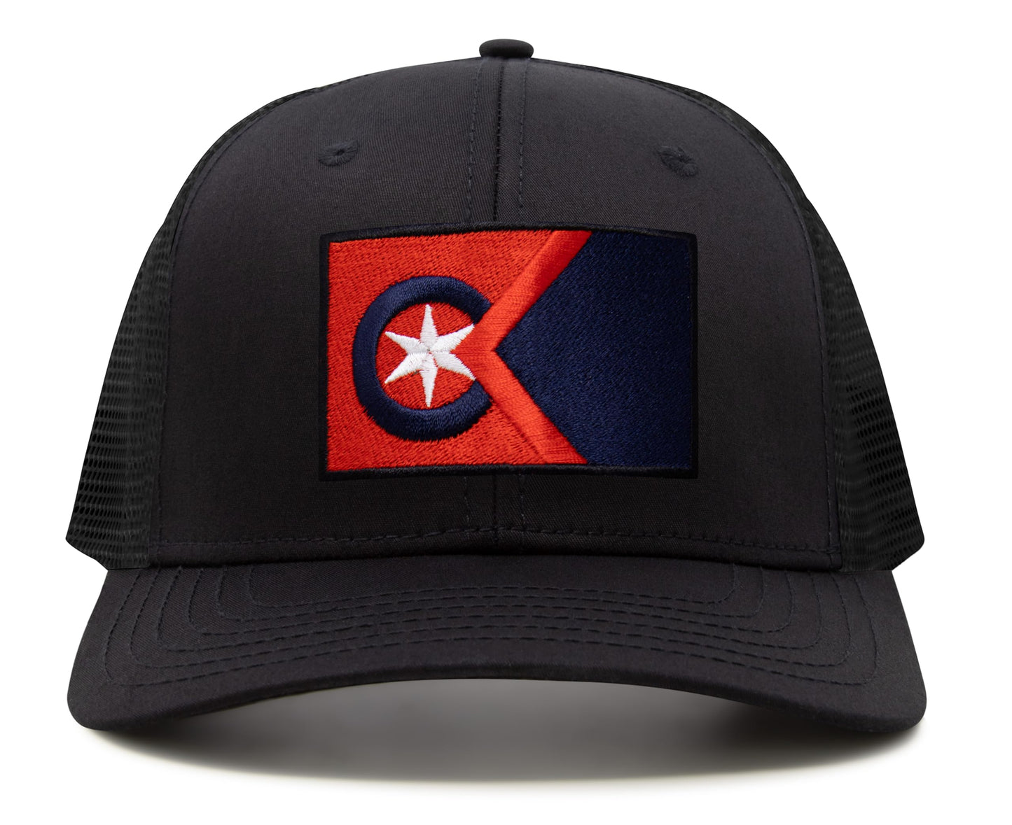 International Tie Cleveland Flag Hat for Men and Women - Adjustable Snapback Trucker Baseball Cap (All Black)