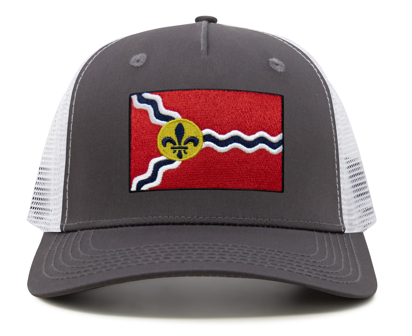 St. Louis Flag Hat for Men and Women – Snapback Trucker Baseball Cap by International Tie (Grey White)