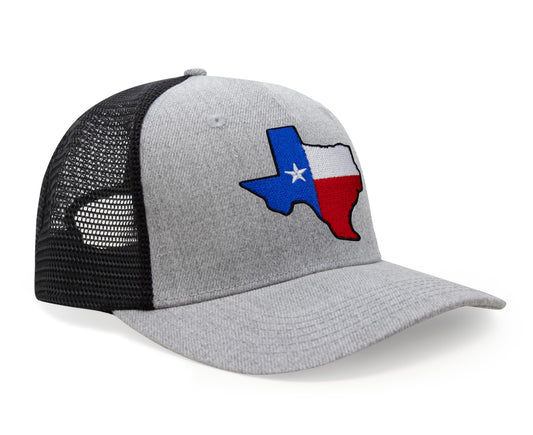 International Tie Hat for Men and Women, Adjustable Snapback Trucker Baseball Cap with Embroidered Patch (Texas, Grey Black)