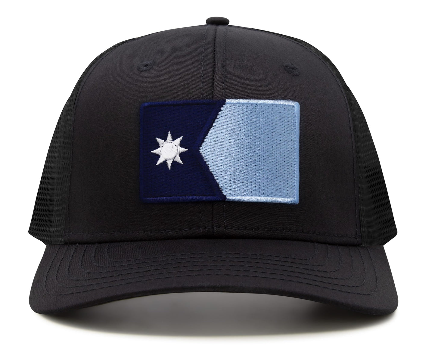 International Tie Premium Minnesota State Flag Hat for Men and Women - Snapback Trucker Baseball Cap (All Black)