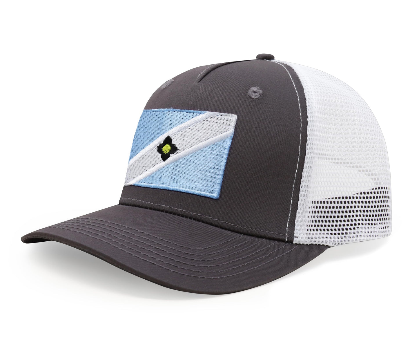 International Tie Premium Madison Flag Hat for Men and Women - Snapback Trucker Baseball Cap (Grey White)