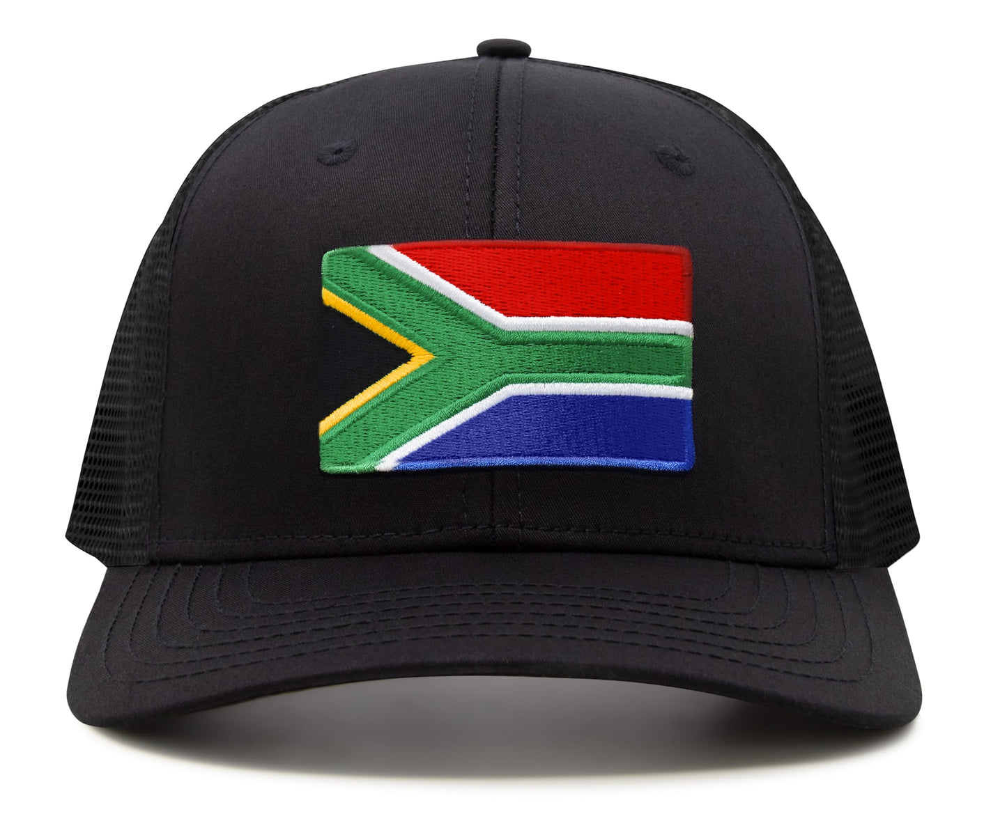 International Tie Premium South Africa Flag Hat for Men and Women - Snapback Trucker Baseball Cap (All Black)