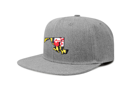 International Tie Stateline Flag Hat for Men and Women - Snapback Trucker Baseball Cap (Maryland, Grey Flatbill)