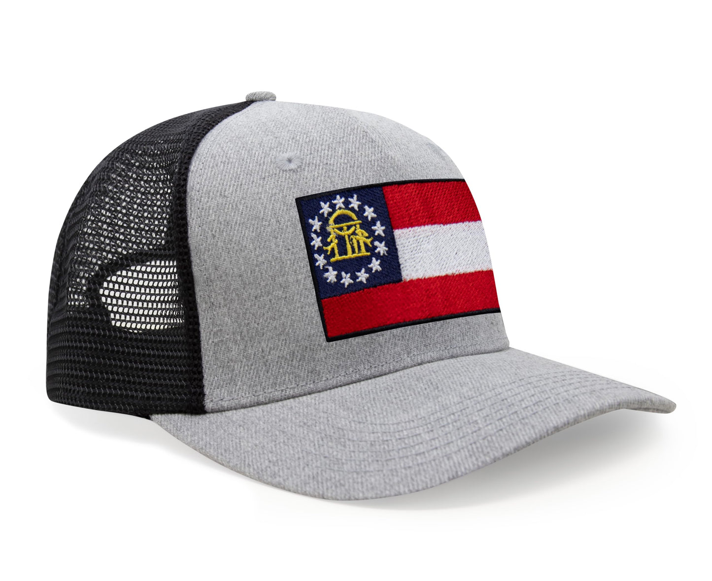 Georgia Flag Hat for Men and Women – Snapback Trucker Baseball Cap by International Tie (Grey Black)