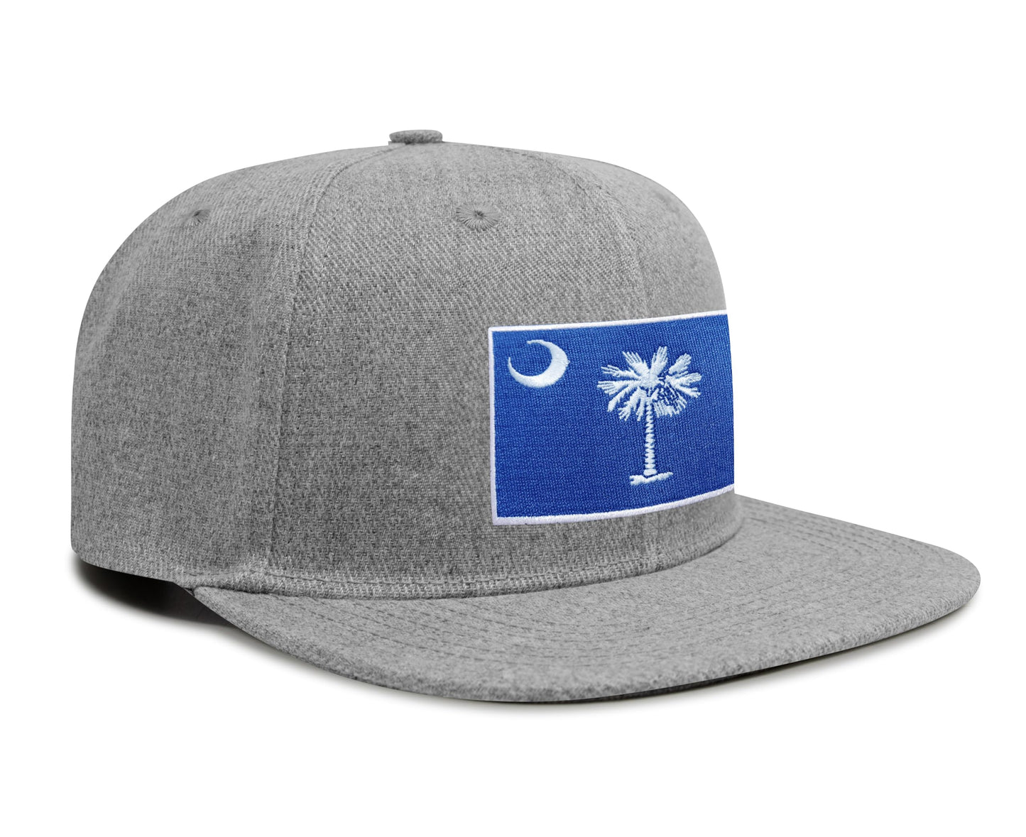 International Tie Premium South Carolina Flag Hat for Men and Women - Palmetto Snapback Trucker Baseball Cap (All White)