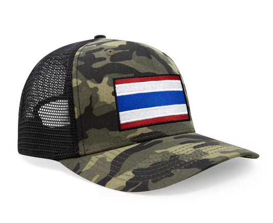 International Tie Country Hat for Men and Women, Adjustable Snapback Trucker Baseball Cap with Embroidered Patch (Thailand, Camouflage) - International Tie