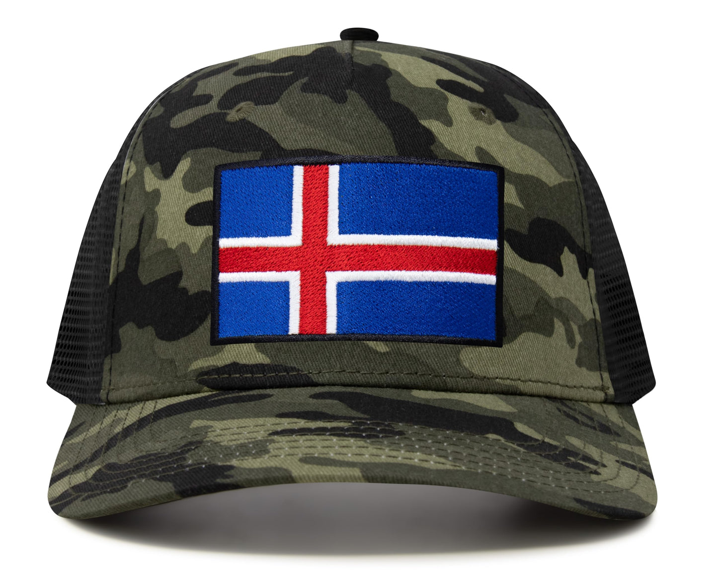 International Tie Iceland Flag Hat for Men and Women - Adjustable Snapback Trucker Baseball Cap (Camouflage)