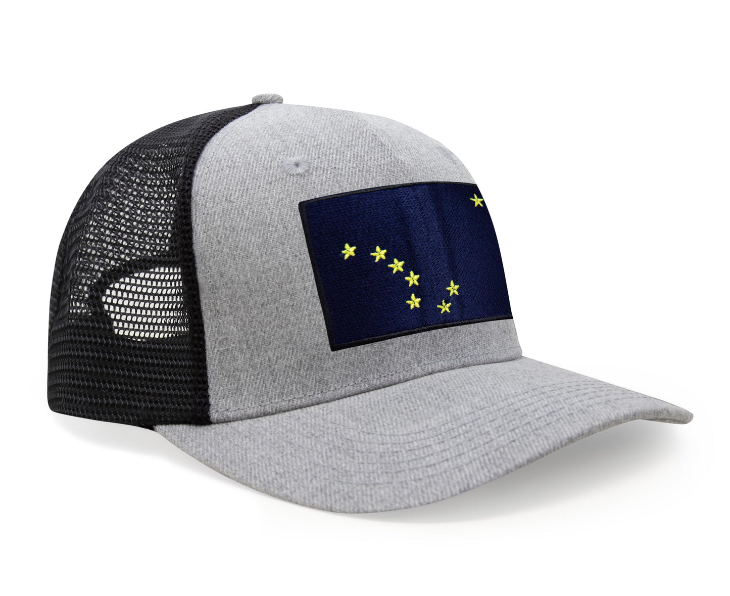 International Tie Premium Alaska Flag Hat for Men and Women - Snapback Trucker Baseball Cap (Grey Black)