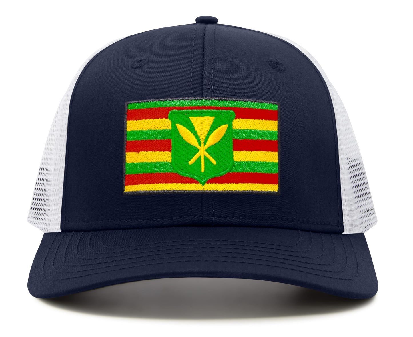International Tie Kanaka Maoli Hat for Men and Women - Snapback Trucker Baseball Cap (Navy White)