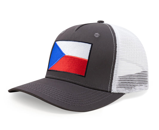 Czech Republic Flag Hat for Men and Women – Adjustable Snapback Baseball Cap by International Tie (Grey White) - International Tie