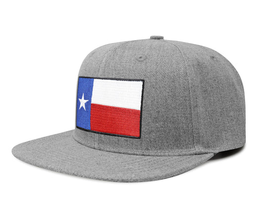 International Tie Texas Flag Hat for Men and Women - Snapback Trucker Baseball Cap (Grey Flatbill)